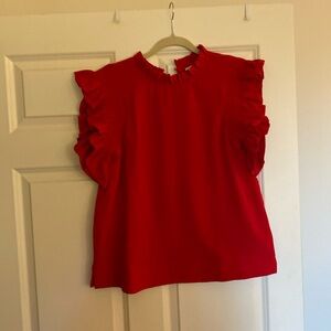 Jodifl red blouse with ruffled sleeves size medium